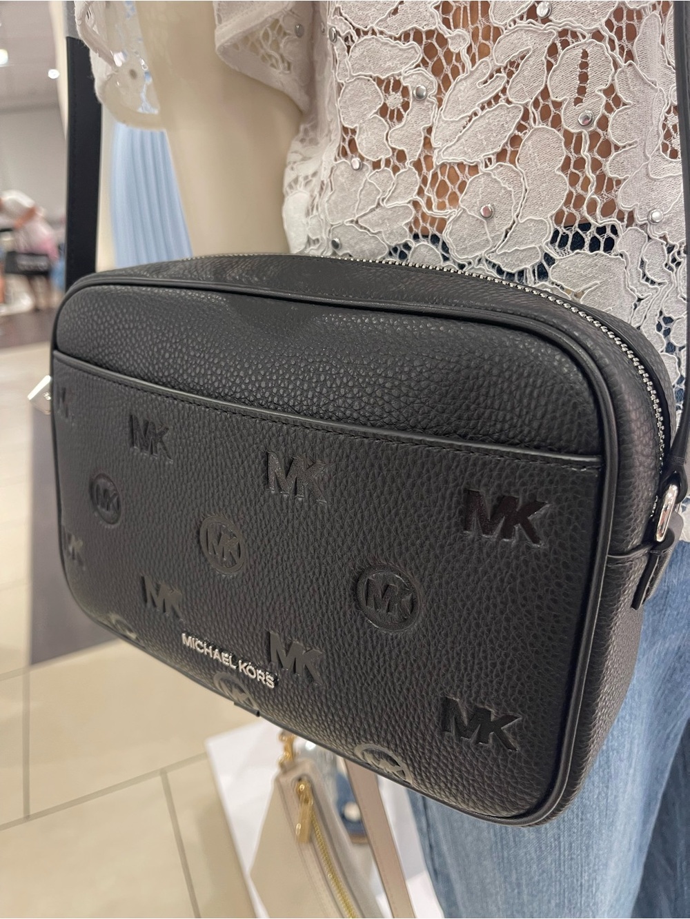Michael Kors Jet Set Travel Large Logo Debossed EW Camera Crossbody 
Black 
NWT